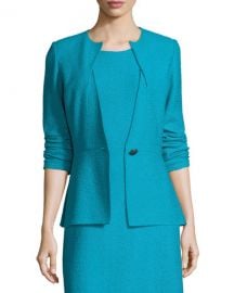 St  John Collection Clair Knit Peplum Jacket  Blue   Neiman Marcus at Neiman Marcus